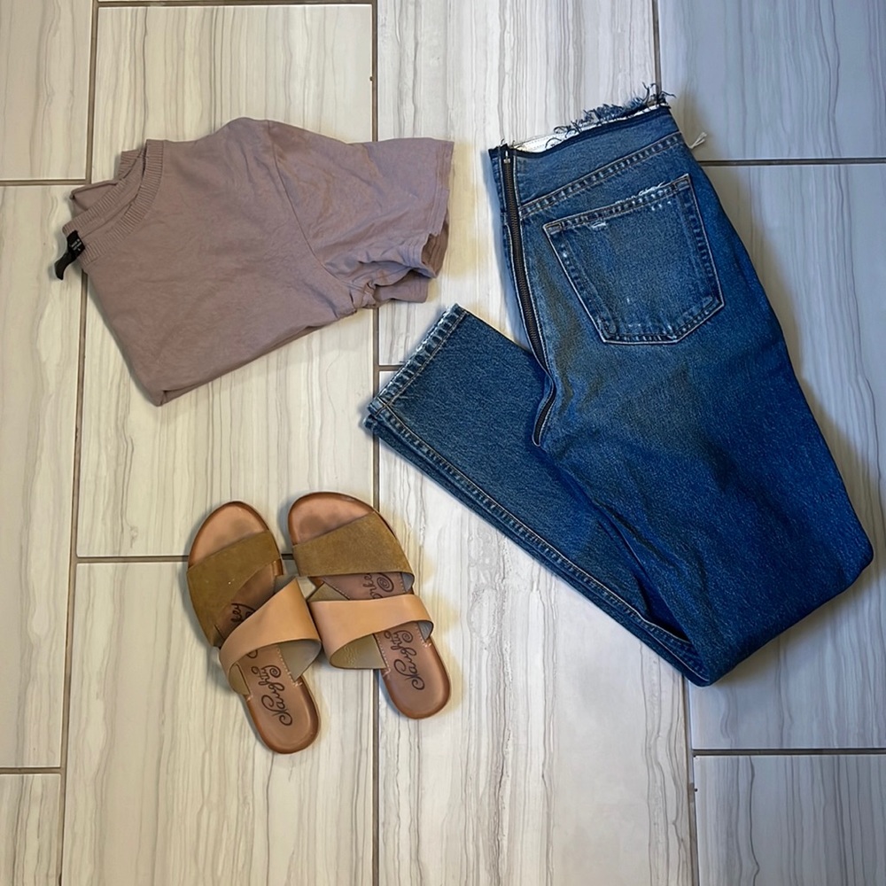Naughty Monkey Cognac and Tan Real Leather 7.5 Sandals